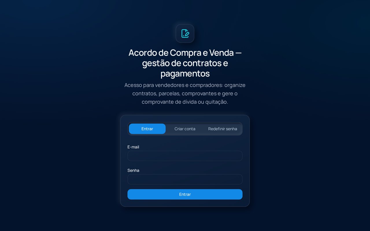 Tela de acesso do Acordo Certo — gestão de contratos e pagamentos